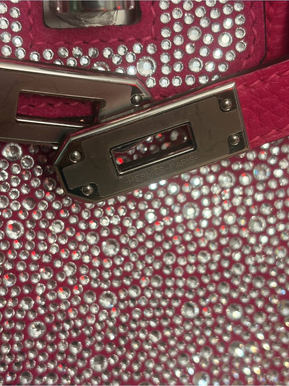 H Birkin 25 Doblis suede rose tyrien PHW PINK PRINCESS BLING SWAROVSKI CRYSTAL - Picture 9 of 17